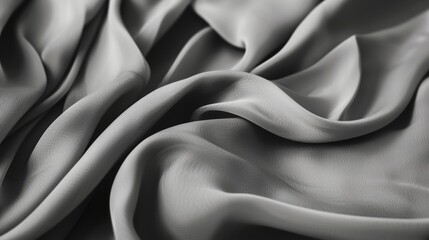 Soft fabric folds in monochromatic tones. Grey, abstract banner. Generative AI