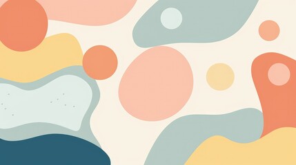 A colorful abstract composition featuring organic shapes and soft hues, ideal for backgrounds or design elements.