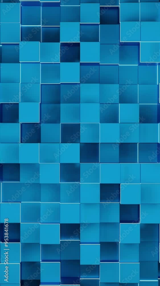Poster background with moving chaotic cubes. design. background with squares extending into field. 3d cubes