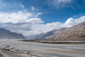 Nubra Vally in Ladakh, India the scenic view of leh ladakh with free space