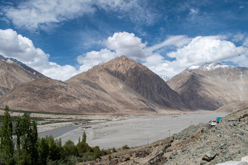 Nubra Vally in Ladakh, India the scenic view of leh ladakh with free space