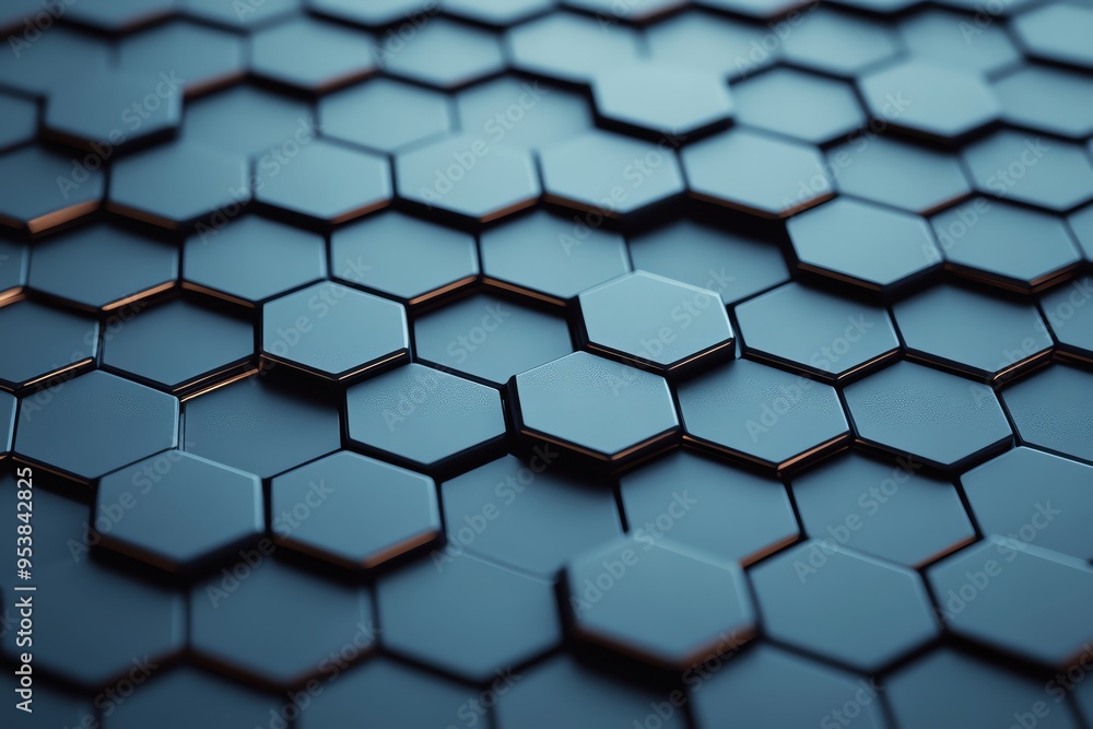 Poster abstract hexagonal pattern with dark tones, perfect for backgrounds, technology themes, or modern de