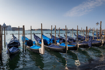 Venice Gondolas In Venetian Lagoon In Italy