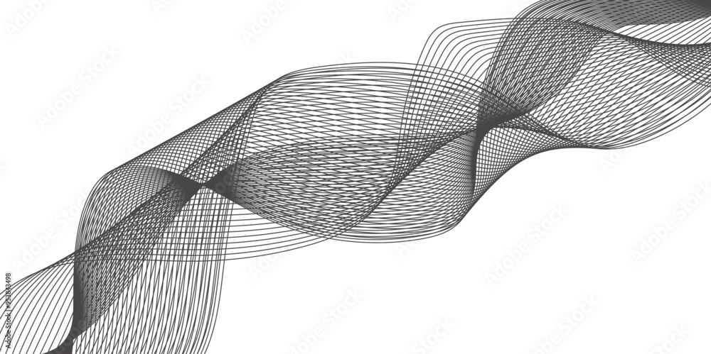 Fototapete abstract wavy grey smooth stream element for design on transparent background isolated. curved wavy 