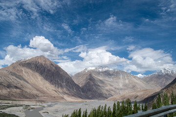 Nubra Vally in Ladakh, India the scenic view of leh ladakh with free space
