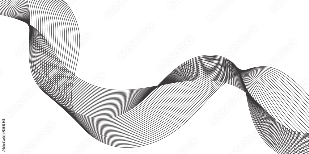 Fototapete abstract wavy grey smooth stream element for design on transparent background isolated. curved wavy 