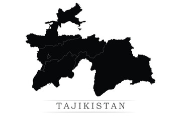 Tajikistan map on white background vector. Administrative regions of Tajikistan