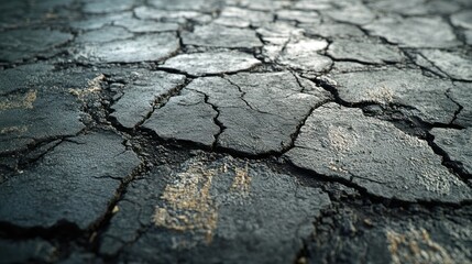 Cracked Asphalt, a Close Up View