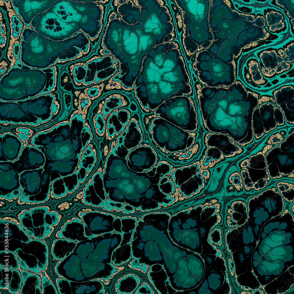 Aufkleber malachite marble texture. fractal digital art background. high resolution. green marble texture with