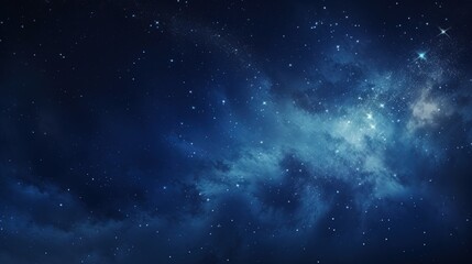 A serene depiction of a starry night sky with swirling clouds and countless stars, evoking a sense of wonder and exploration.