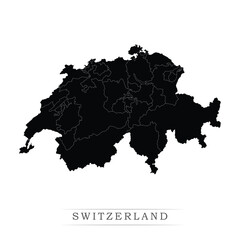 Switzerland map on white background vector. Administrative regions of Switzerland