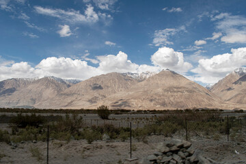 Nubra Vally in Ladakh, India the scenic view of leh ladakh with free space