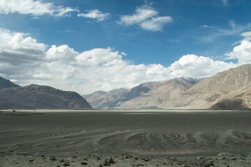 Nubra Vally in Ladakh, India the scenic view of leh ladakh with free space