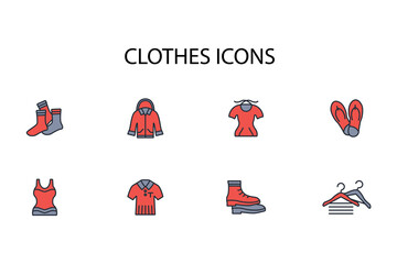 Clothes icon set.vector.Editable stroke.linear style sign for use web design,logo.Symbol illustration.