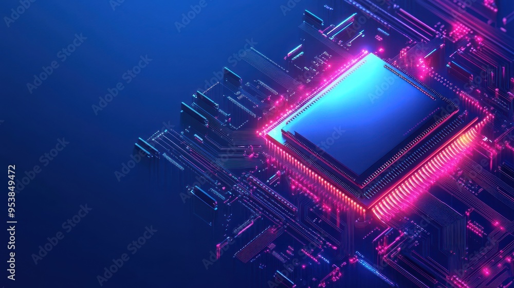Poster circuit board with glowing processor