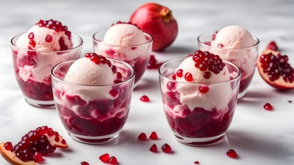set of pomegranate ice cream
