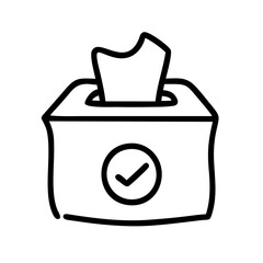 Obraz premium Tissue Box with Checkmark Icon in Simple Line Art