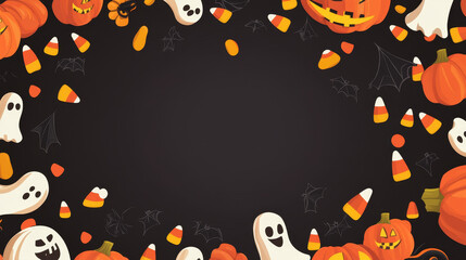 A Halloween themed poster with a black background