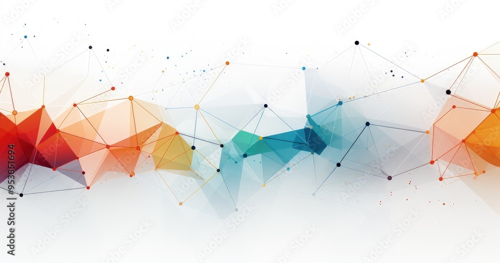 Poster a vibrant abstract design featuring geometric shapes and connecting lines, symbolizing connectivity 