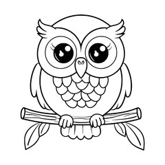 Owl illustration coloring pages  for kids - coloring book