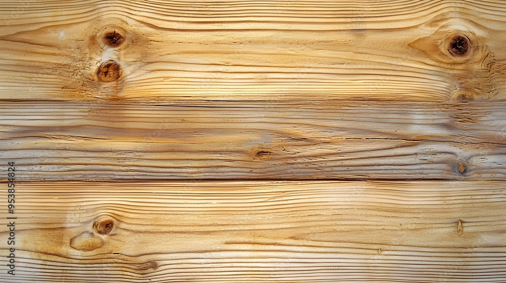 Poster minimal and natural pine wood table with distinct grain patterns and knots on clean background