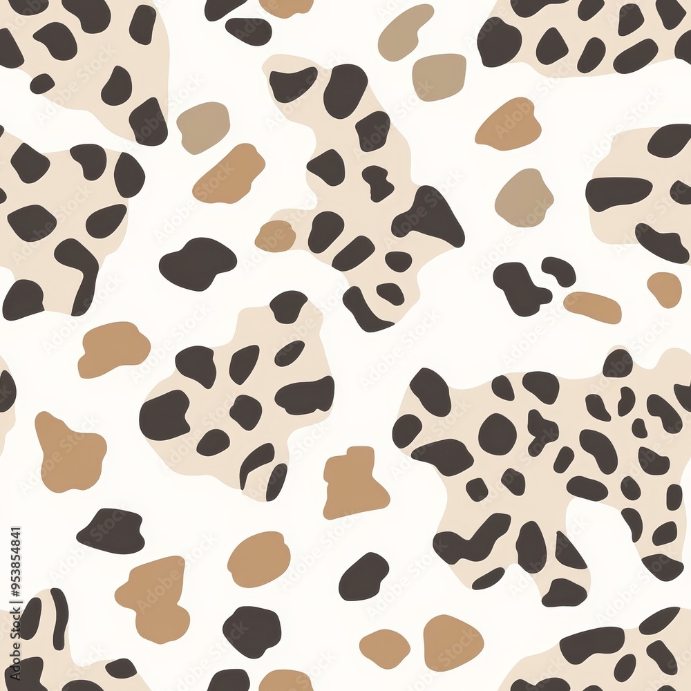 Poster seamless leopard print pattern in neutral beige color palette for fabric design generative ai