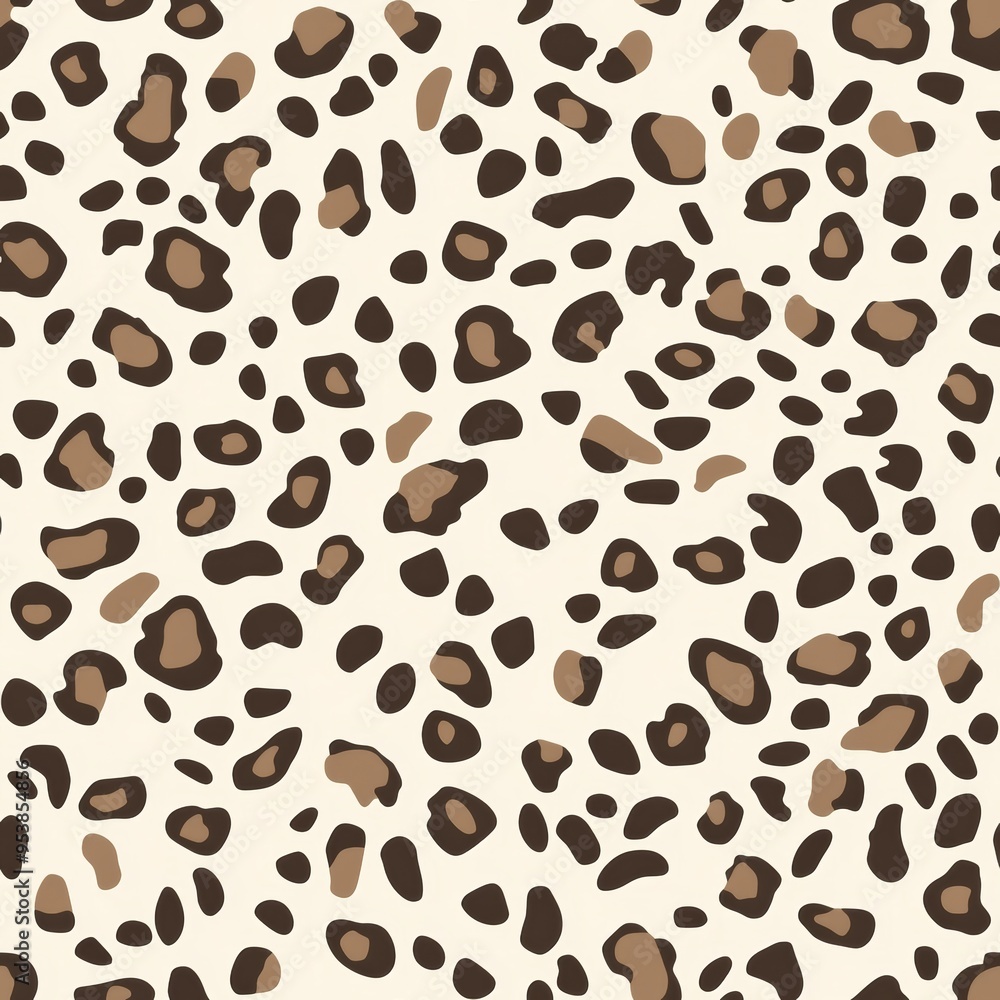 Poster seamless leopard print pattern in neutral beige color palette for fabric design generative ai