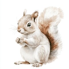 Obraz premium Watercolor Squirrel on White Background, Wildlife Illustration for Nature and Animal Designs Generative AI