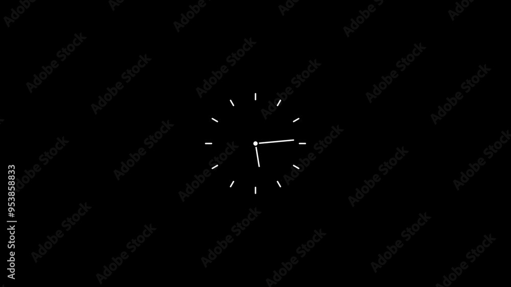 Poster clock icon countdown 24 hour day fast speed. clock timer rotation 360 , animation. one the black scr