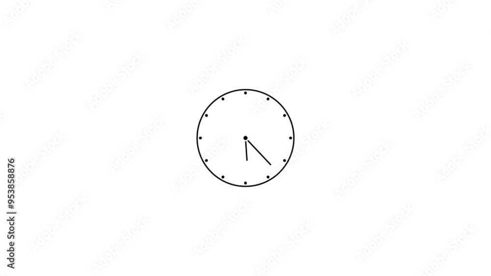 Poster clock icon countdown 24 hour day fast speed. clock timer rotation 360 , animation. one the black scr