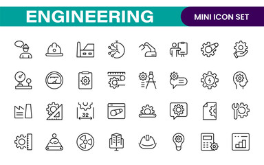 Comprehensive Engineering Icon Set: Precision-crafted icons for mechanical, civil, electrical, and software engineering projects.