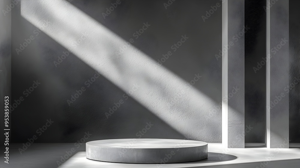 Poster Smooth Gray Backdrop with Soft Lighting and Subtle Shadow Play for Elegant Product Showcase
