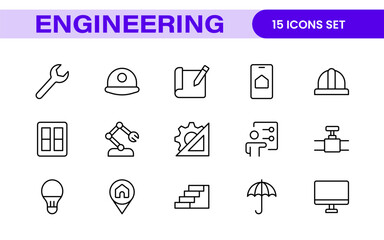 Comprehensive Engineering Icon Set: Precision-crafted icons for mechanical, civil, electrical, and software engineering projects.