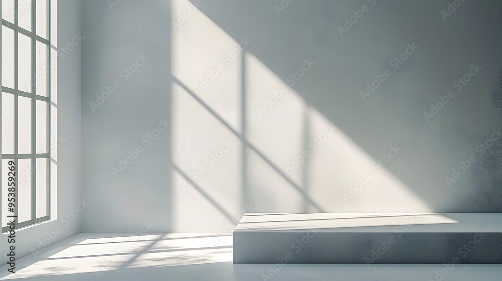 Aufkleber minimalist product display setup with natural lighting and soft shadows