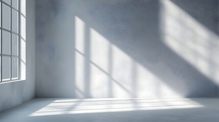 Elegant Gray Backdrop with Natural Window Light and Shadows for Sophisticated Product Presentation