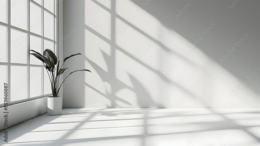 Poster elegant gray surface with soft window light beams for product presentation