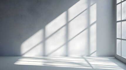 Obraz premium Smooth Gray Backdrop with Soft Window Shadows for Minimalist Product Photography