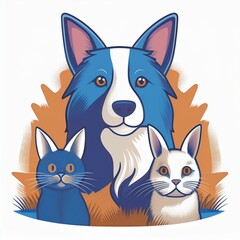 Obraz premium logo avec chien, chat et lapin pour vétérinaires en illustration ia