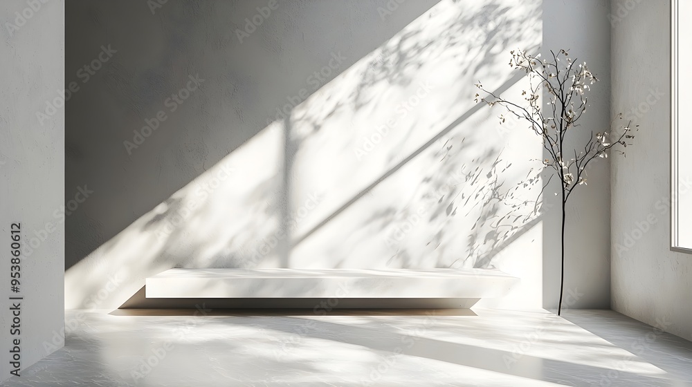 Poster elegant gray backdrop with soft shadows for minimal product presentation