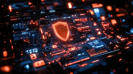 Obraz premium Digital illustration of a cybersecurity concept with a shield