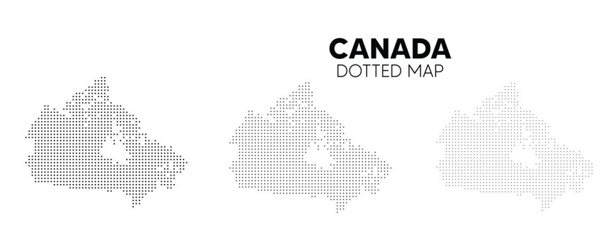 set of Canada dotted map vector on white isolated