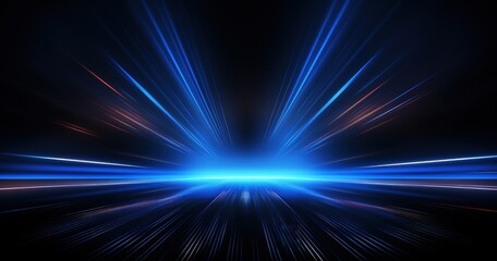 A dynamic abstract representation of light streaks converging towards a bright center, evoking a sense of speed and movement.