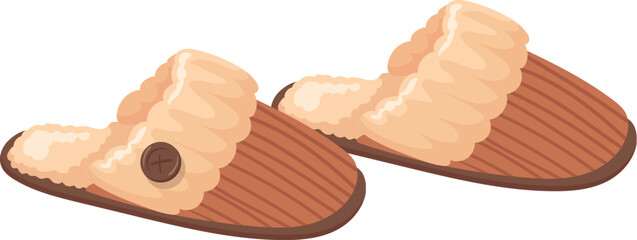 Winter slippers with cozy soft fur cartoon icon