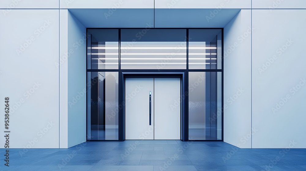 Aufkleber futuristic automated sensor door entrance with minimalistic design