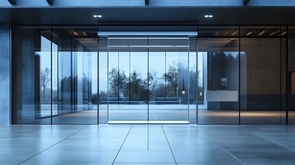 Minimalist Automatic Glass Entrance Door with Motion Sensor Technology