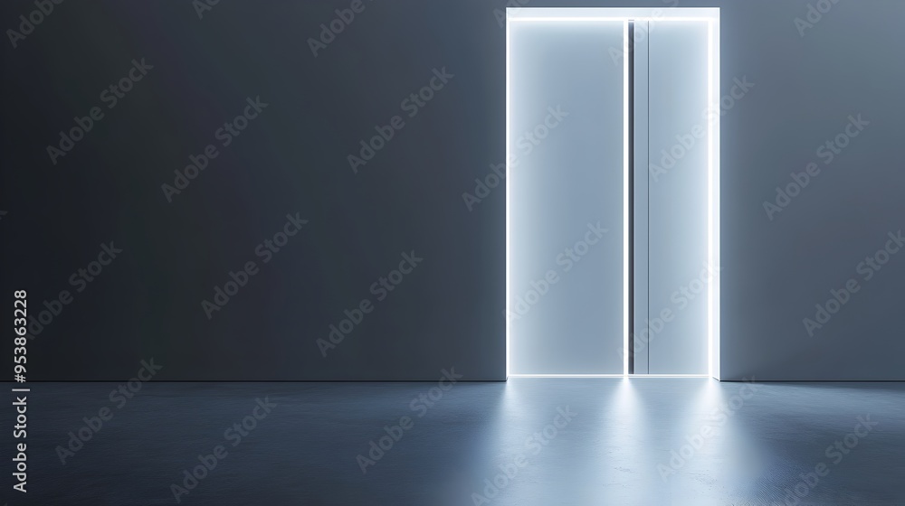 Poster sleek futuristic entrance with advanced detection sensors for secure smart entry