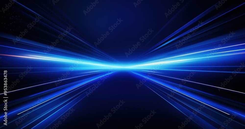 Poster a dynamic visual representation of light streaks converging, suggesting speed and technological adva