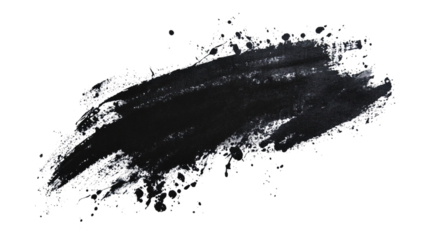 Abstract Black Ink Splash and Brush Strokes in Japanese Style on White Background