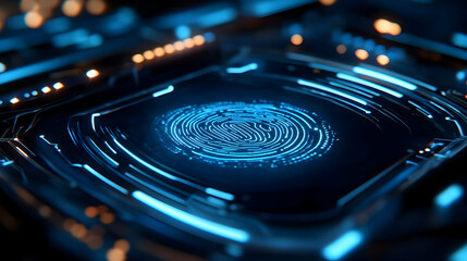 Abstract 3D Illustration of a Glowing Fingerprint