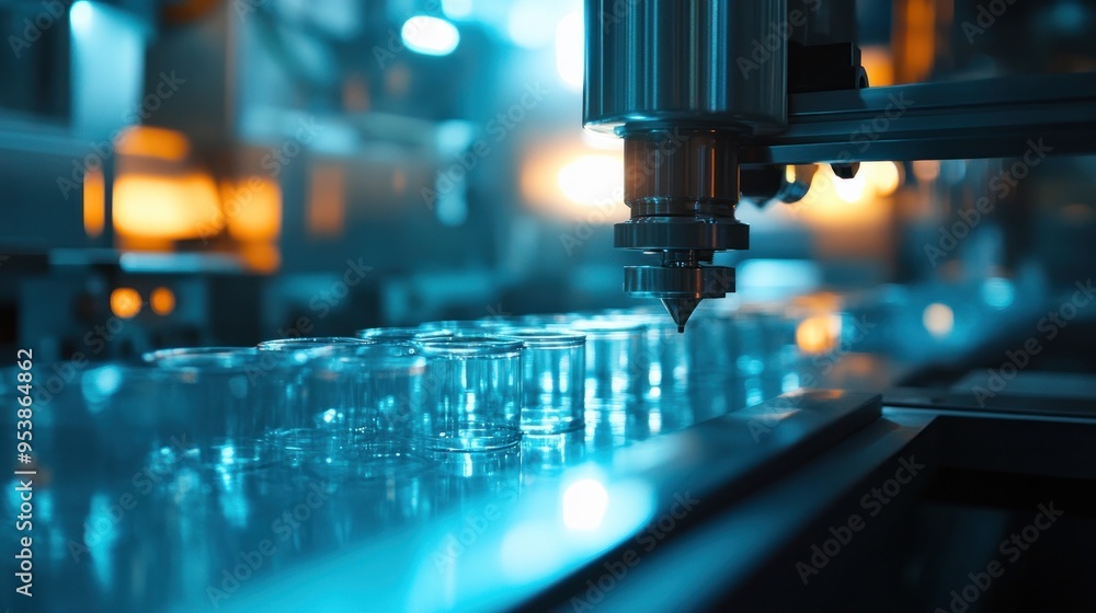 Poster automated filling machine in a factory